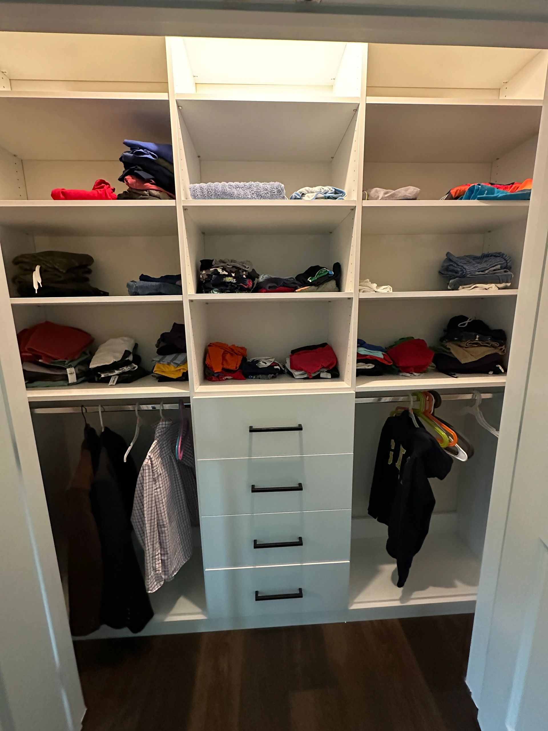 Custom reach-in closet drawers hanging space Northern Virginia